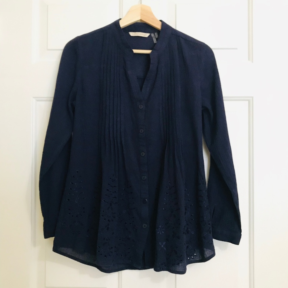Soft Surroundings Embroidered Glam Gauze Shirt Top - Picture 2 of 8